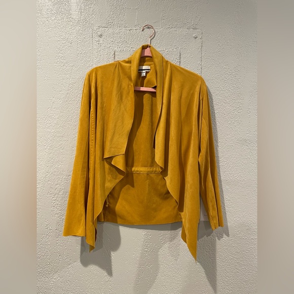 Jules & Leopold Sweaters - Jules and Leopold Faux Suede Yellow Open Cardigan